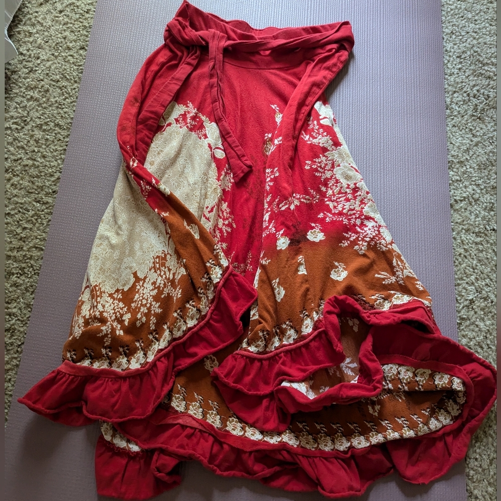 Junction West Red Ruffle Tie Skirt, Size M